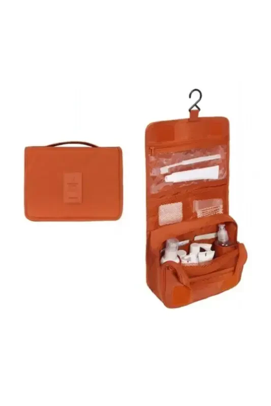 Organizer Hanging Travel Cosmetic Makeup Bag Waterproof Orange Color-Orange - 1