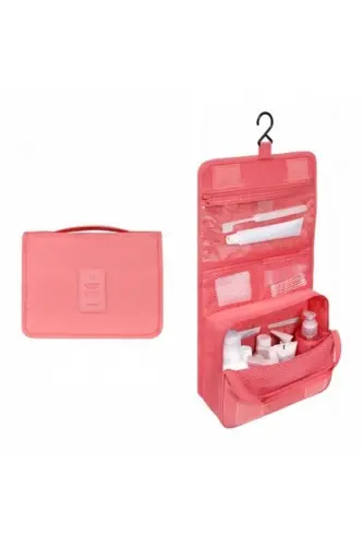 Organizer Hanging Travel Cosmetic Makeup Bag Waterproof Salmon Color-Samun 