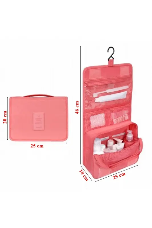 Organizer Hanging Travel Cosmetic Makeup Bag Waterproof Salmon Color-Samun - 2
