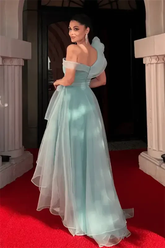 Organza Fabric Layered Evening Dress - MINT GREEN - 5