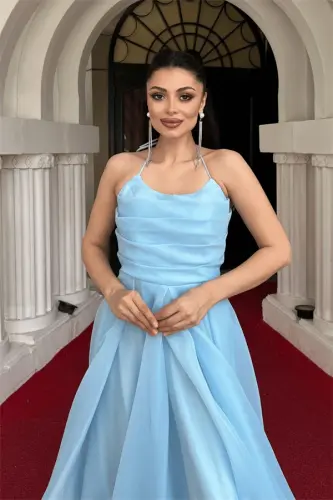 Organza Mato Orqa Ip Dizayn Ko'ylak - BEBE MOVİYSI - 4