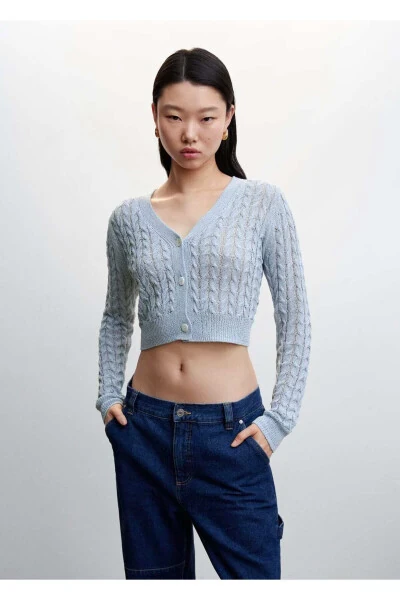 Örgü Desenli Cropped Hırka - MANGO