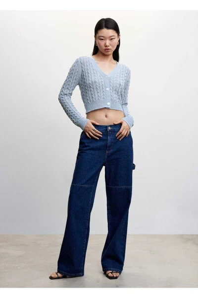 Örgü Desenli Cropped Hırka - MANGO (1)