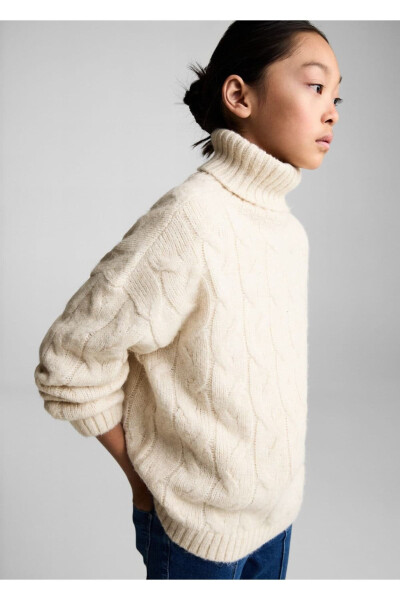 Örgü Desenli Kazak-Bej - MANGO KIDS