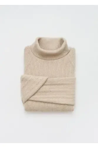 Örgü desenli yüksek yaka kazak - MANGO MAN (1)