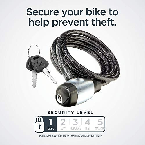 Schwinn Bike Lock with Keys, 3, 4, 5 or 6 ft x 8, 10, 12 or 15 mm, Black, Cable or Chain, Anti Theft Protection, Bike Lock Cable for Security - Schwinn (1)