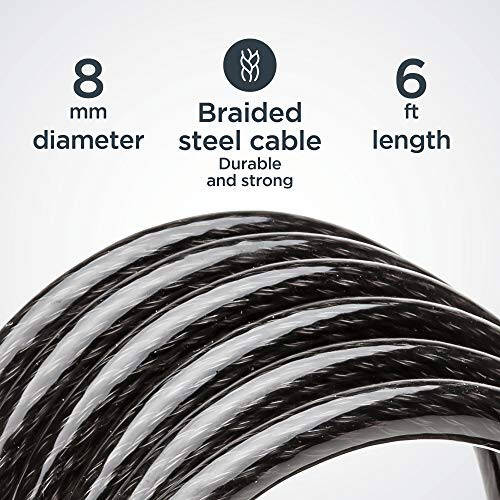 Schwinn Bike Lock with Keys, 3, 4, 5 or 6 ft x 8, 10, 12 or 15 mm, Black, Cable or Chain, Anti Theft Protection, Bike Lock Cable for Security - 3