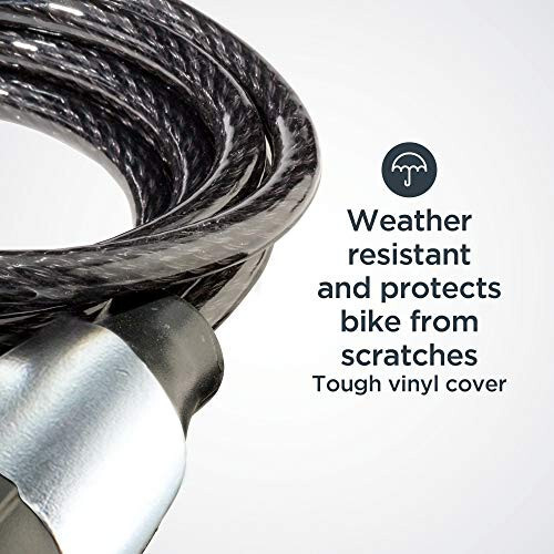 Schwinn Bike Lock with Keys, 3, 4, 5 or 6 ft x 8, 10, 12 or 15 mm, Black, Cable or Chain, Anti Theft Protection, Bike Lock Cable for Security - 4