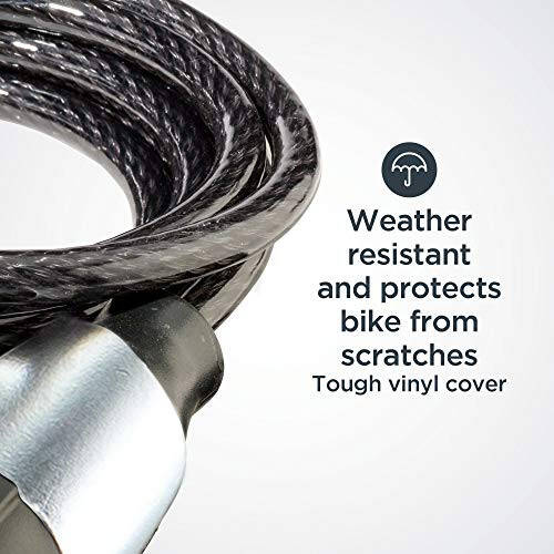 Schwinn Bike Lock with Keys, 3, 4, 5 or 6 ft x 8, 10, 12 or 15 mm, Black, Cable or Chain, Anti Theft Protection, Bike Lock Cable for Security - 4