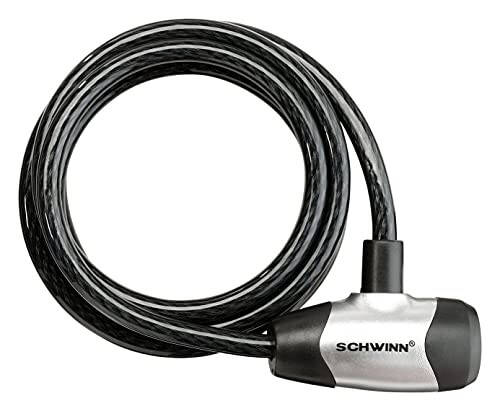 Schwinn Bike Lock with Keys, 3, 4, 5 or 6 ft x 8, 10, 12 or 15 mm, Black, Cable or Chain, Anti Theft Protection, Bike Lock Cable for Security - 6