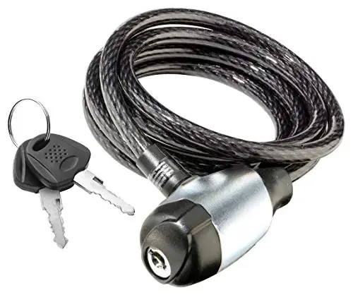 Schwinn Bike Cable Lock with Keys, 6 ft x 8 mm, Black, Durable Steel, Protective Vinyl Cover, Carrying Bracket for Transport, Anti Theft Protection, Bike Lock Cable for Security 