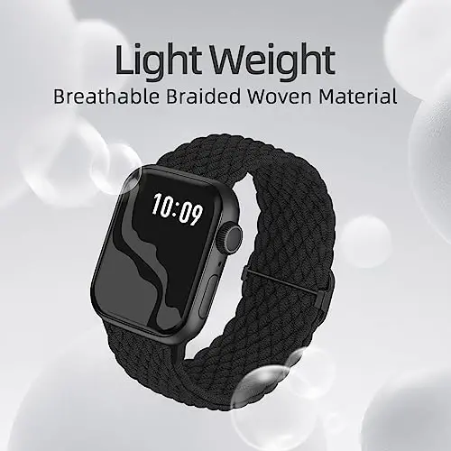 Braided Stretchy Solo Loop Compatible for Apple Watch Band 38mm 40mm 41mm 42mm 44mm 45mm 46mm 49mm for Women Men, Nylon Elastic Straps Wristbands for iWatch Series 11/10 9 8 7 6 5 4 3 SE/Ultra 3 2 1 - 3