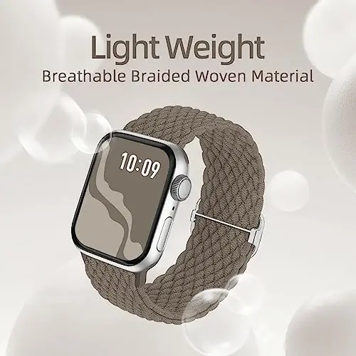 Braided Stretchy Solo Loop Compatible for Apple Watch Band 38mm 40mm 41mm 42mm 44mm 45mm 46mm 49mm for Women Men, Nylon Elastic Straps Wristbands for iWatch Series 10 9 8 7 6 SE 5 4 3 2 Ultra Ultra 2 - 3