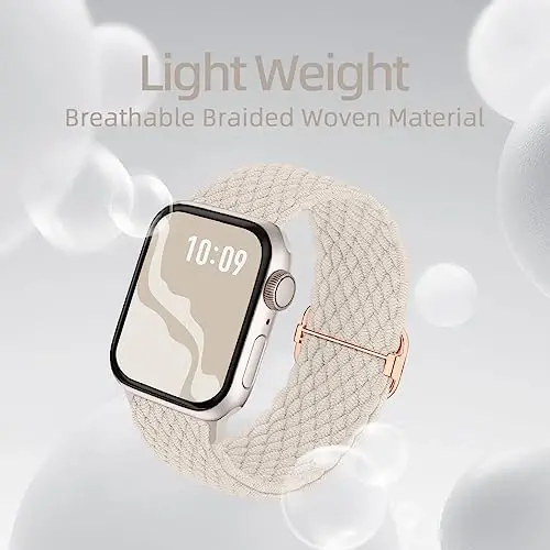 Braided Stretchy Solo Loop Compatible for Apple Watch Band 38mm 40mm 41mm 42mm 44mm 45mm 46mm 49mm for Women Men, Nylon Elastic Straps Wristbands for iWatch Series 10 9 8 7 6 SE 5 4 3 2 Ultra Ultra 2 - 3