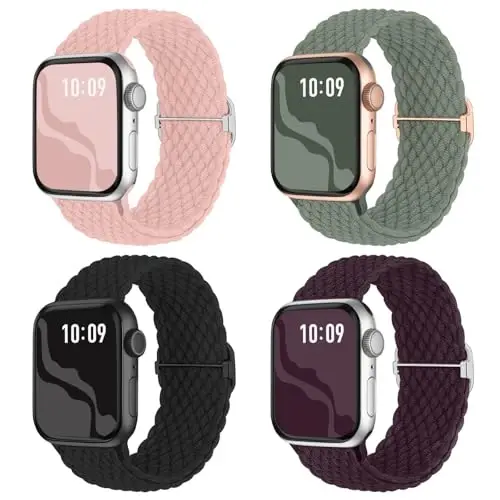 Braided Stretchy Solo Loop Compatible for Apple Watch Band 38mm 40mm 41mm 42mm 44mm 45mm 46mm 49mm for Women Men, Nylon Elastic Straps Wristbands for iWatch Series 10 9 8 7 6 5 4 3 11 Ultra/SE 3 2 1 - BRAIDED (1)