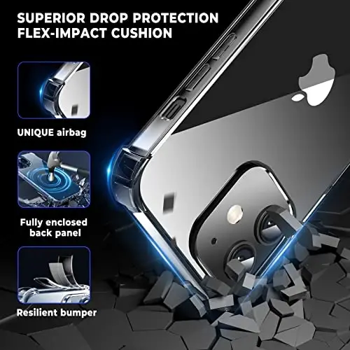 ORIbox for iPhone 12 mini Case Black,with 4 Corners Shockproof Protection,iPhone 12 mini Black Case for Women Men Girls Boys Kids,Case for iPhone 12 mini Phone Black - 3