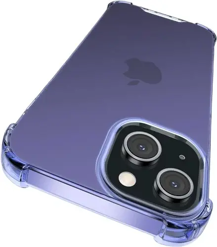 ORIbox for iPhone 14 Case for iPhone 13 Case Purple,with 4 Corners Shockproof Protection,iPhone 14/13 Clear Case for Women Men Girls Boys Kids,Case for iPhone 14/13 Phone Purple 