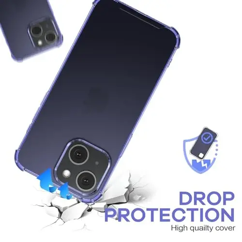 ORIbox for iPhone 14 Case for iPhone 13 Case Purple,with 4 Corners Shockproof Protection,iPhone 14/13 Clear Case for Women Men Girls Boys Kids,Case for iPhone 14/13 Phone Purple - 3