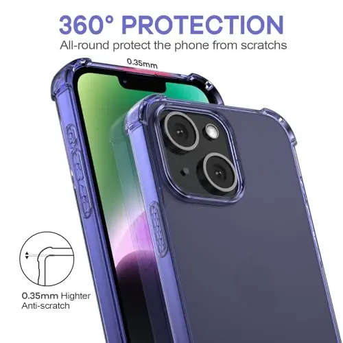 ORIbox for iPhone 14 Case for iPhone 13 Case Purple,with 4 Corners Shockproof Protection,iPhone 14/13 Clear Case for Women Men Girls Boys Kids,Case for iPhone 14/13 Phone Purple - 6
