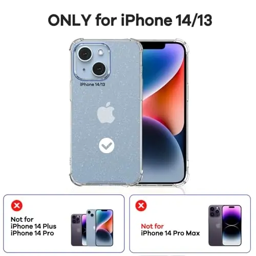 ORIbox for iPhone 14/13 Case with 4 Corners Shockproof Protection, Bling Case for Women & Men - 2