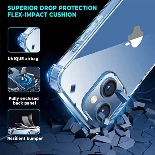 ORIbox for iPhone 14/13 Case with 4 Corners Shockproof Protection, Clear Case for Women Men, Kids - 3
