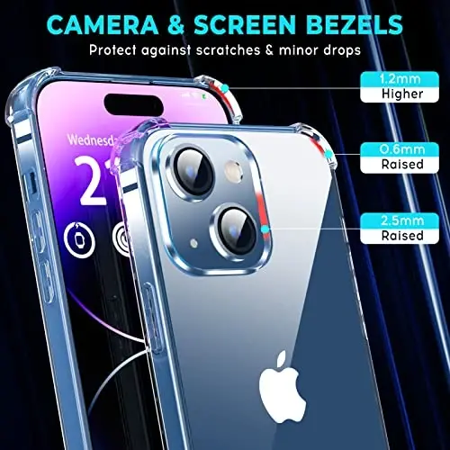 ORIbox for iPhone 14/13 Case with 4 Corners Shockproof Protection, Clear Case for Women Men, Kids - 4