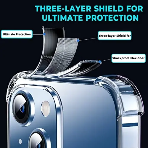 ORIbox for iPhone 14/13 Case with 4 Corners Shockproof Protection, Clear Case for Women Men, Kids - 5