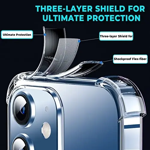 ORIbox iPhone 12 mini Case, 4 Corners Shockproof Protection, Clear Case for Women & Men - 5