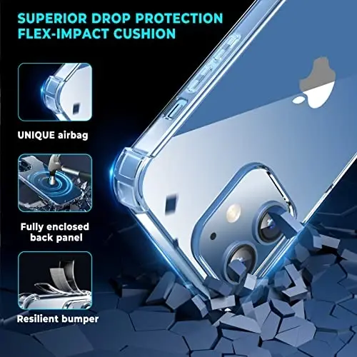 ORIbox iPhone 12 mini Case, 4 Corners Shockproof Protection, Clear Case for Women & Men - 3