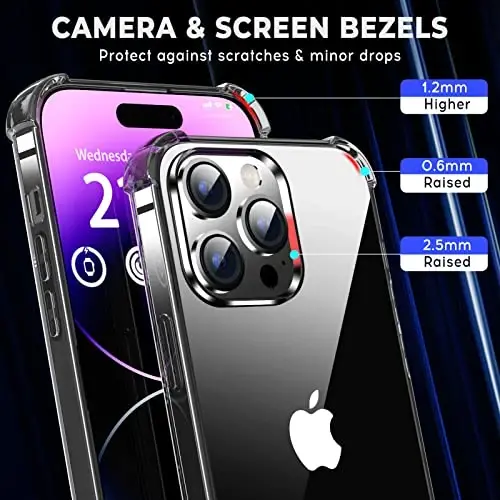 ORIbox iPhone 12 Pro Max Case, Black, Crystal Design, Heavy Duty Protection, Camera Protector, Clear, for Women Men Girls Boys Kids - 4