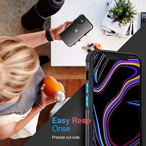 ORIbox iPhone 12/12 Pro Чехол, Матовый Черный, Термопластичный Полиуретан, Противоскользящий, Защита Камеры, Устойчивый к Царапинам, для Женщин Мужчин Девочек Мальчиков Детей - 2