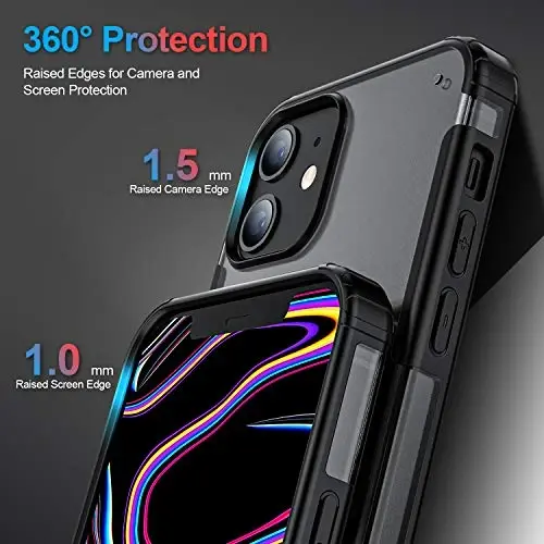 ORIbox iPhone 12/12 Pro Чехол, Матовый Черный, Термопластичный Полиуретан, Противоскользящий, Защита Камеры, Устойчивый к Царапинам, для Женщин Мужчин Девочек Мальчиков Детей - 4