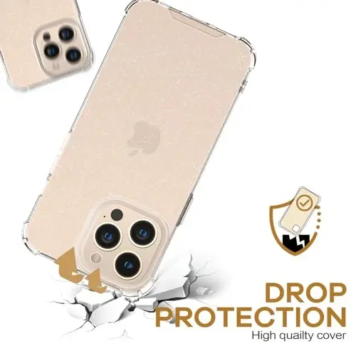 ORIbox iPhone 13 Pro Case, 4 Corners Shockproof Protection, Bling Case for Women & Men - 3