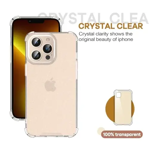 ORIbox iPhone 13 Pro Case, 4 Corners Shockproof Protection, Bling Case for Women & Men - 4