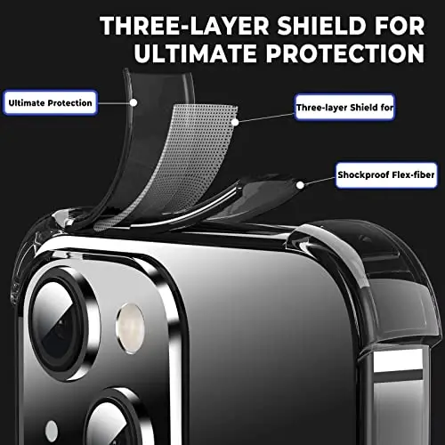 ORIbox iPhone 14/13 Case - Black, 4 Corner Shockproof Protection - 5