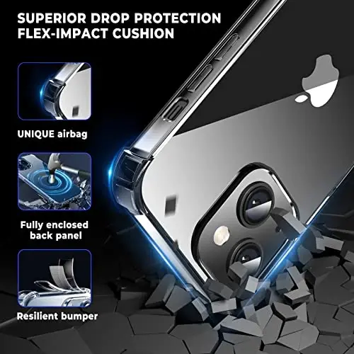 ORIbox iPhone 14/13 Case - Black, 4 Corner Shockproof Protection - 3