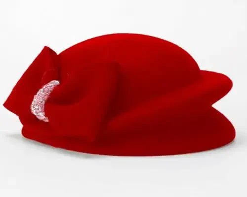 ORIDOOR Women Vintage 100% Wool Felt Flowers Bucket Cloche Bowler Hat Church Wedding Beret Hat - 3