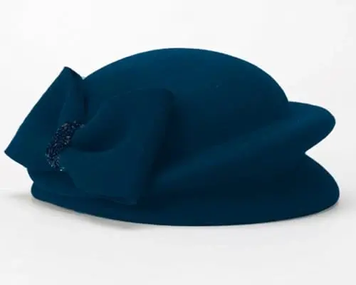 ORIDOOR Women Vintage 100% Wool Felt Flowers Bucket Cloche Bowler Hat Church Wedding Beret Hat - 3