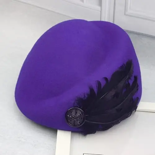 ORIDOOR Kadın Vintage %100 Yün Keçe Çiçekli Bucket Kloş Bombeli Şapka Kilise Düğün Bere Şapkası - ORIDOOR (1)