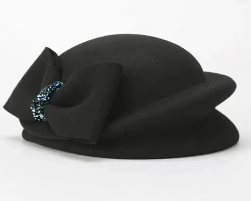 ORIDOOR Women Vintage 100% Wool Felt Flowers Bucket Cloche Bowler Hat Church Wedding Beret Hat - 4