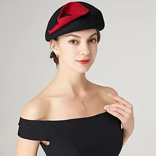 ORIDOOR Kadın Vintage %100 Yün Keçe Çiçekli Kova Kloş Melon Şapka Kilise Düğün Bere Şapka - 2