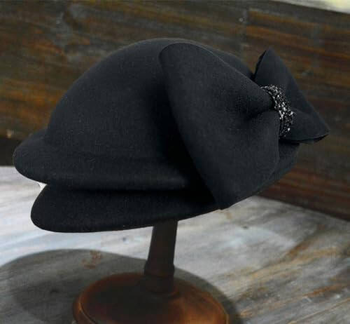 ORIDOOR Women Vintage 100% Wool Felt Flowers Bucket Cloche Bowler Hat Church Wedding Beret Hat - 7