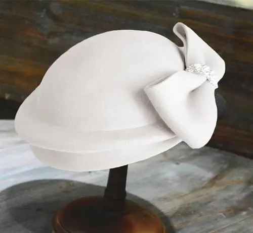 ORIDOOR Women Vintage 100% Wool Felt Flowers Bucket Cloche Bowler Hat Church Wedding Beret Hat - 3