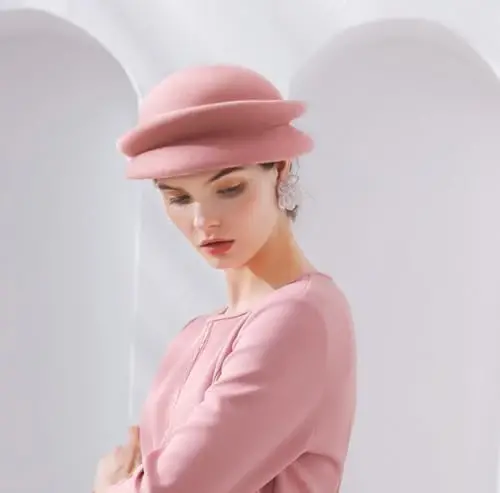 ORIDOOR Women Vintage 100% Wool Felt Flowers Bucket Cloche Bowler Hat Church Wedding Beret Hat - 3