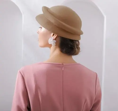 ORIDOOR Women Vintage 100% Wool Felt Flowers Bucket Cloche Bowler Hat Church Wedding Beret Hat - 3