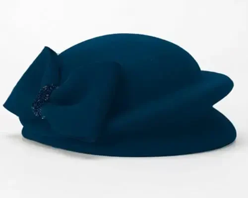 ORIDOOR Women Vintage 100% Wool Felt Flowers Bucket Cloche Bowler Hat Church Wedding Beret Hat - 3