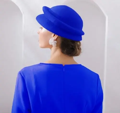 ORIDOOR Women Vintage 100% Wool Felt Flowers Bucket Cloche Bowler Hat Church Wedding Beret Hat - 2