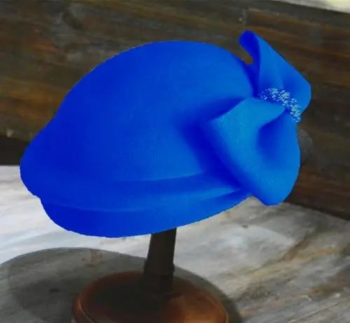 ORIDOOR Women Vintage 100% Wool Felt Flowers Bucket Cloche Bowler Hat Church Wedding Beret Hat - 4