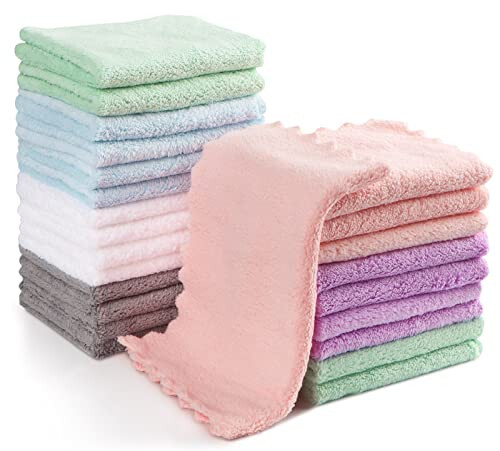 Orighty Baby Washcloths 24-Pack (7''x9''), Microfiber Coral Fleece Baby Towels, Super Soft and Absorbent Wash Cloths for Newborns, Infants and Toddlers, Gentle on Delicate Skin for Face Hands and Body - 8