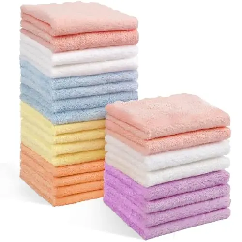 Orighty Baby Washcloths 24-Pack (7''x9''), Microfiber Coral Fleece Baby Towels, Super Soft and Absorbent Wash Cloths for Newborns, Infants and Toddlers, Gentle on Delicate Skin for Face Hands and Body - 1